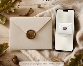 Rustic Wedding Website with RSVP, Interactive Wedding Invitation, Animated Digital Wedding Invitation, Woodland Neutral Save the Date