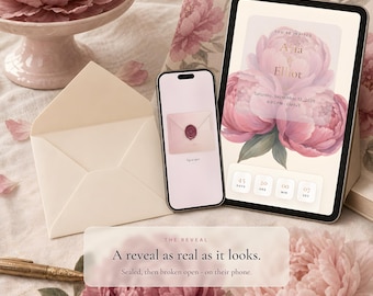 Pink Wedding Website with RSVP, Interactive Wedding Invitation, Animated Digital Wedding Invitation, Dusty Rose Pastel Floral Save the Date