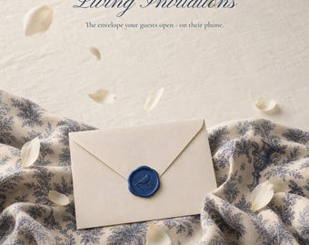 French Toile Save the Date Website with RSVP, Interactive Wedding Invitation, Animated Digital Wedding Invitation, Toile de Jouy Wedding