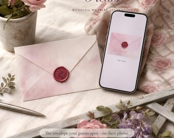 Garden Wedding Website with RSVP, Interactive Wedding Invitation, Animated Digital Wedding Invitation, Dusty Rose Wisteria Save the Date