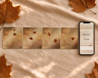 Fall Wedding Website with RSVP, Interactive Wedding Invitation, Animated Digital Wedding Invitation, Autumn Terracotta Save the Date