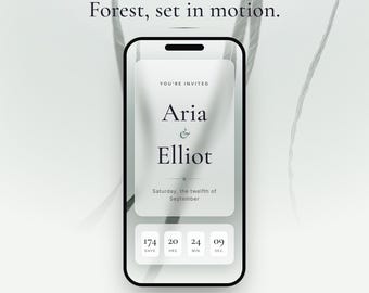 Forest Green Wedding Website with RSVP, Interactive Wedding Invitation, Animated Digital Wedding Invitation, Woodland Greenery Save the Date