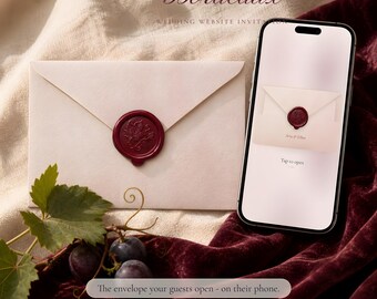 Burgundy Velvet Wedding Website with RSVP, Interactive Wedding Invitation, Animated Digital Wedding Invitation, Marsala Save the Date