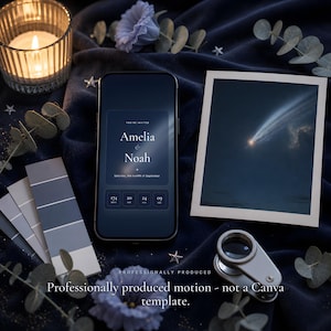 Celestial Wedding Website with RSVP, Interactive Wedding Invitation, Animated Digital Wedding Invitation, Starry Night Sky Save the Date
