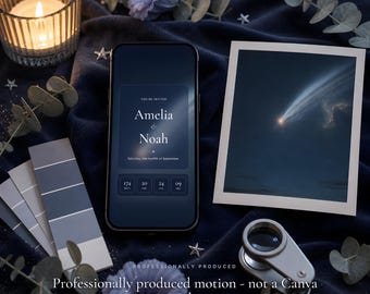 Celestial Wedding Website with RSVP, Interactive Wedding Invitation, Animated Digital Wedding Invitation, Starry Night Sky Save the Date