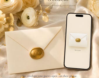 Old Money Wedding Website with RSVP, Interactive Wedding Invitation, Animated Digital Wedding Invitation, Classic Gold Save the Date