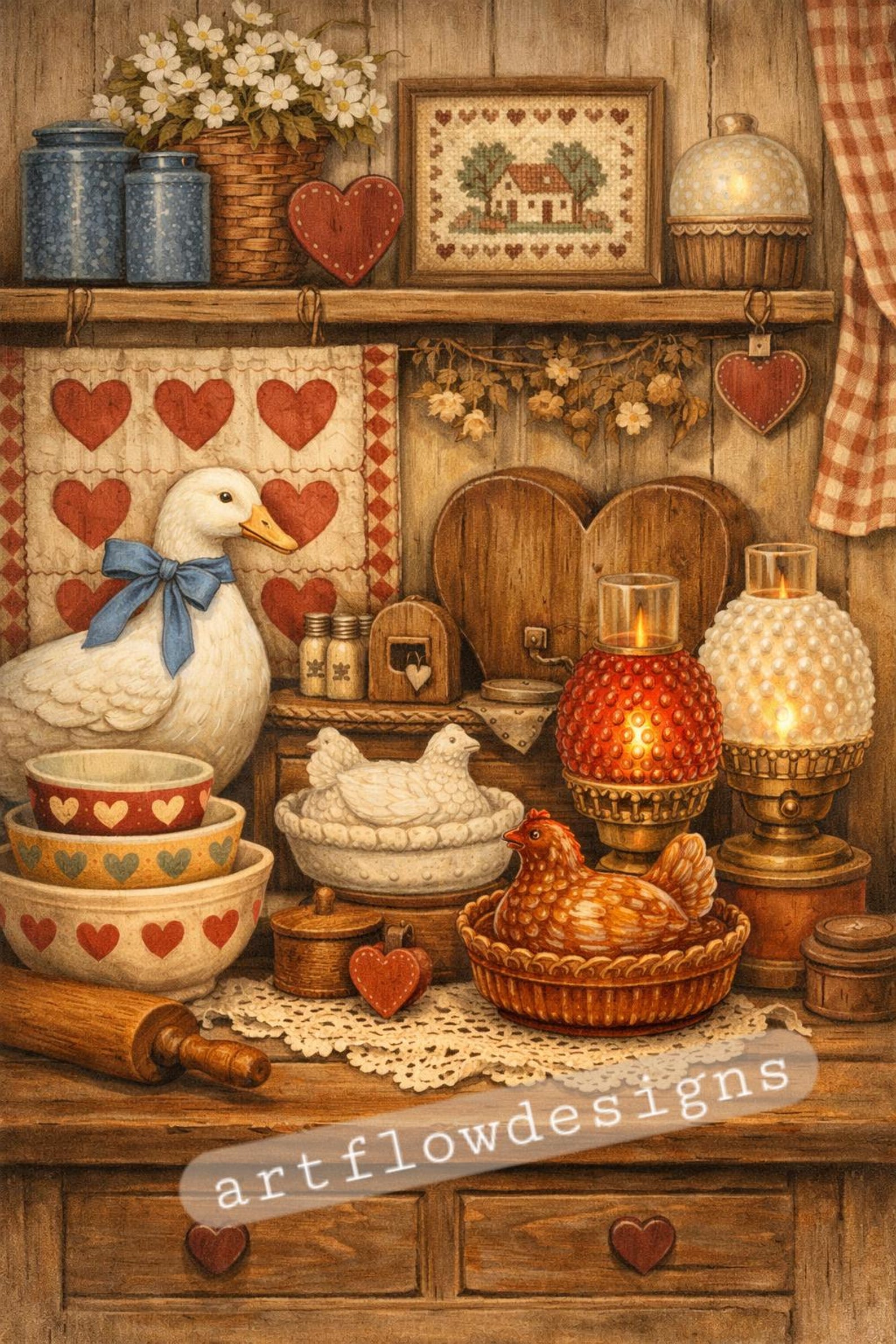Vintage Goose Kitchen Art Print, Cottagecore Farmhouse Decor (digital ...