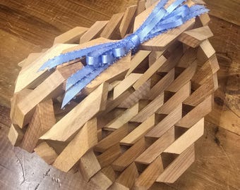 手作りのミッドセンチュリーモダン木製ブロックバスケットボウルセンターピース吊り下げ植物