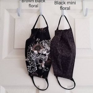 Multicolor black floral face mask made in USA, Adult travel mask, washable reusable cotton mask image 5