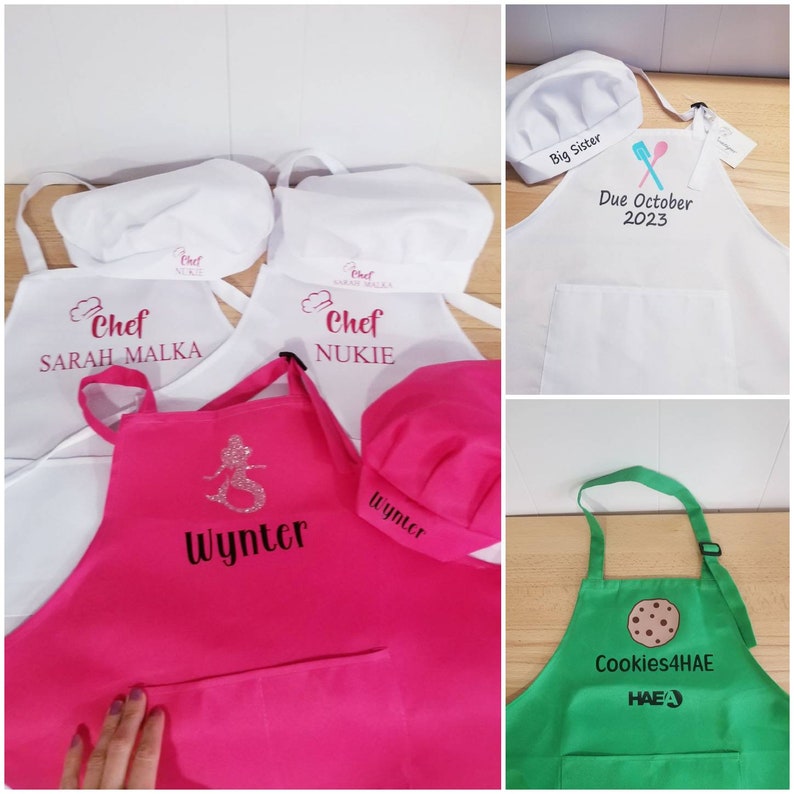 Personalized Apron and Chef Hat for Children, Kids Personalized Gift image 4