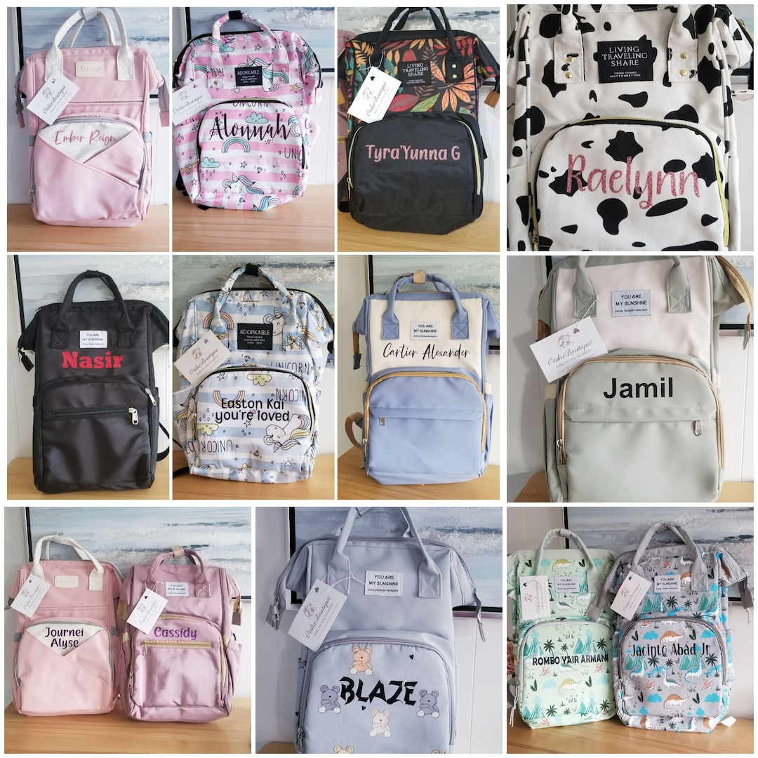 Personalized Diaper Bag, Custom Name Diaper Backpack, Baby Shower