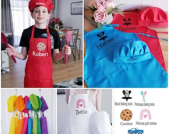 Personalized Apron and Chef Hat for Children, Kids Personalized Gift