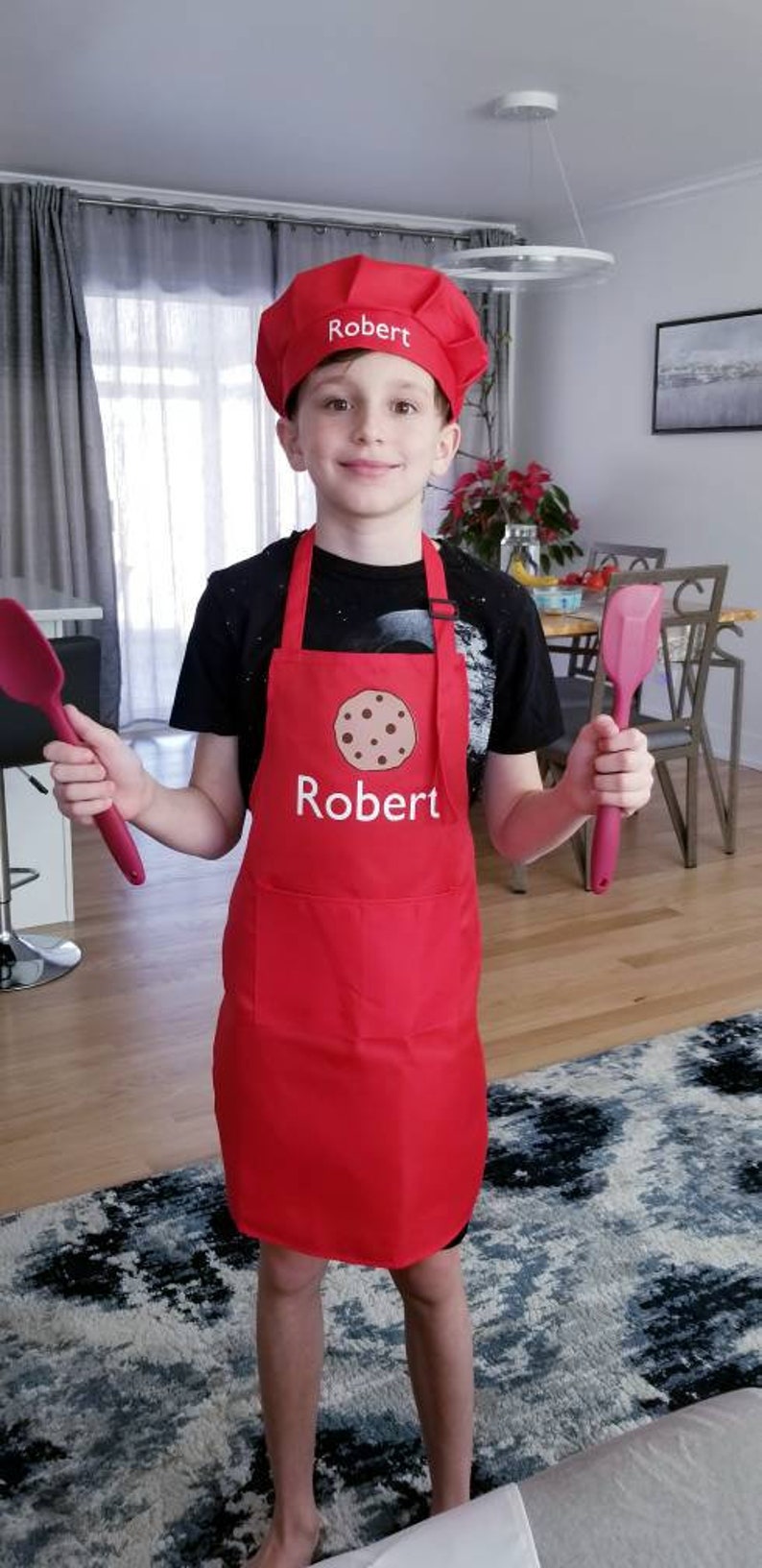 Personalized Apron and Chef Hat for Children, Kids Personalized Gift image 2