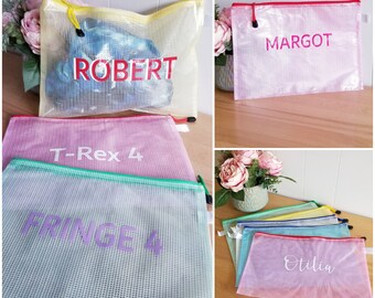 Large wet dry bag, custom water resistant beach pool bag, bridesmaid gift, toiletry bag, personalized swimsuit swimwear pouch camp bag