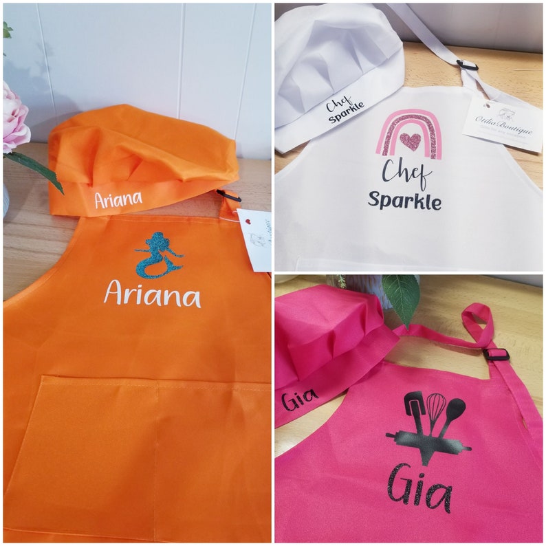 Personalized Apron and Chef Hat for Children, Kids Personalized Gift image 8