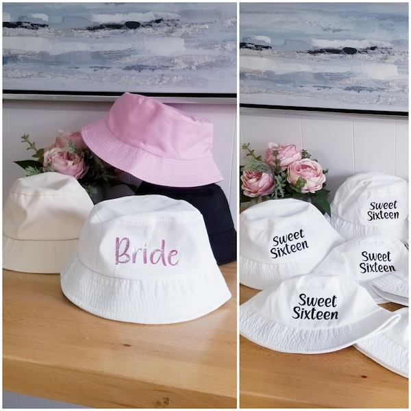 Bachelorette party hat, Custom bucket hat, Bridesmaid gift Pool Party, Beach vacation, crew bride, babe, squad, tribe, Birthday party favor