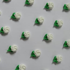 Made to order | 24 white mini royal icing rosettes | 24 pieces |  1/2 inch | Sugar flowers | Edible cake decorations | Cupcake toppers