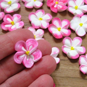 Made to order | 2 dozen pink-tipped white royal icing flowers | 24 pieces | 3/4 inch | Sugar flowers | Edible cake decorations