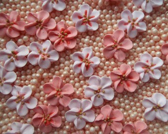 Made to order | 1 dozen royal icing cherry blossoms | 3/4 inch | Sugar flowers fondant flowers | Edible cake decorations | Cupcake toppers