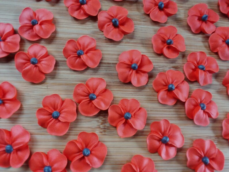 Made to Order 1 dozen large royal icing poppy flowers 1 Etsy
