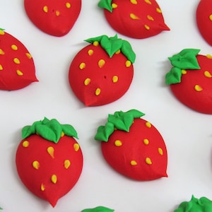 Made to order | 1 dozen royal icing strawberries | 1 inch | Fondant strawberries | Strawberry toppers | Strawberry cake decorations