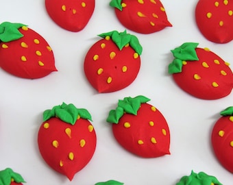 1 dozen royal icing strawberries | 1 inch | Fondant strawberries | Strawberry toppers | Strawberry cake decorations