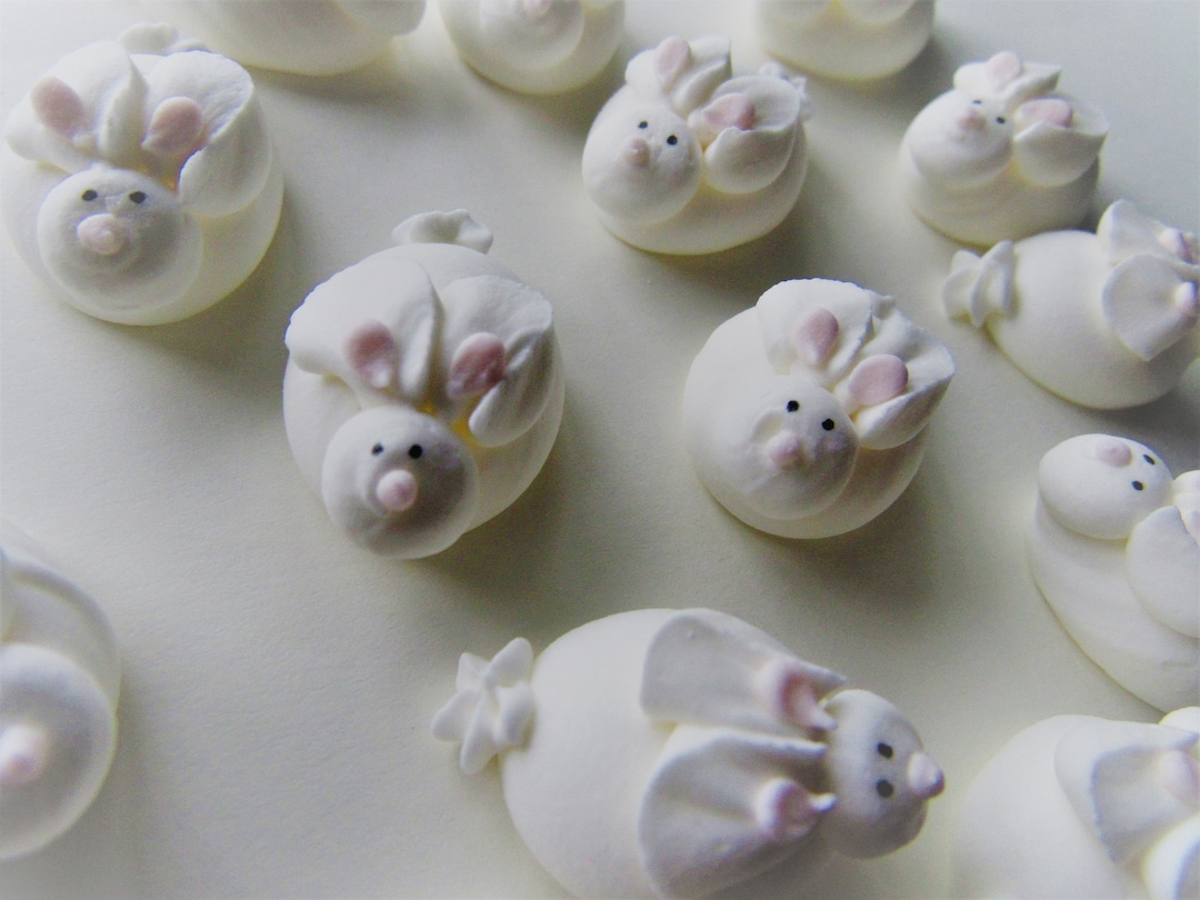 1 Dozen Edible Royal Icing White Rabbits | 1 Inch | Sugar Rabbit ...