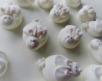 1 dozen edible royal icing white rabbits | 1 inch | Sugar rabbit | Easter bunny | Cake decorations cupcake toppers