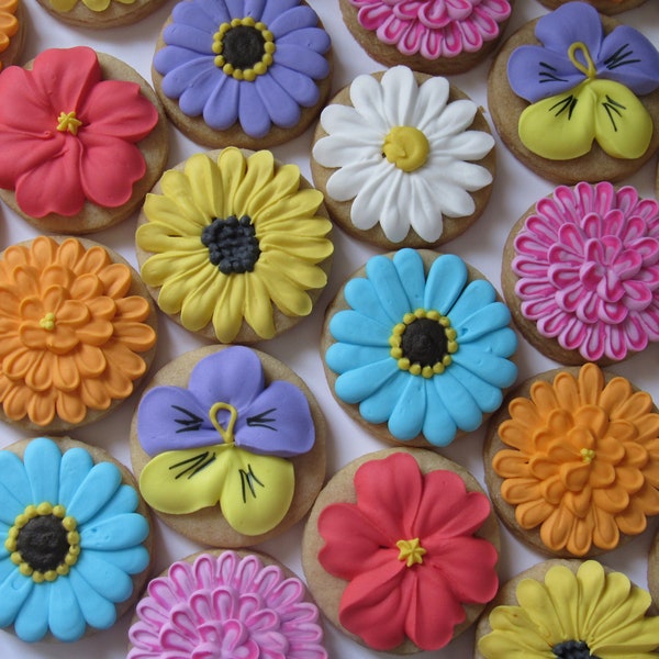 Flower Cookie Gift Box -- 10 2-inch flower sugar cookies | Birthday and Mother's Day gift box | Cookie Favors | Party Favors | Mothers Day