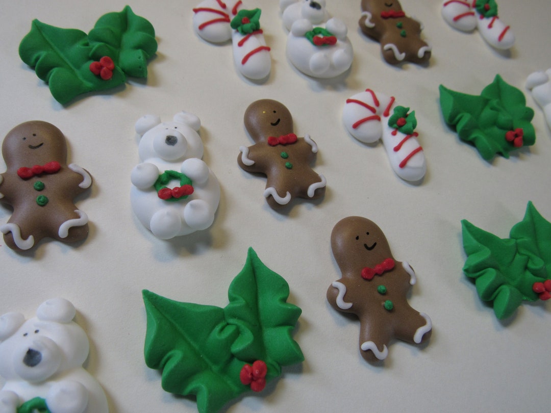1 Dozen Royal Icing Christmas Decorations 1 Inch Cupcake Etsy