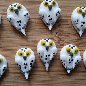 1 dozen royal icing snowy owls 1 inch Fondant owls Cake decorations cupcake toppers image 5
