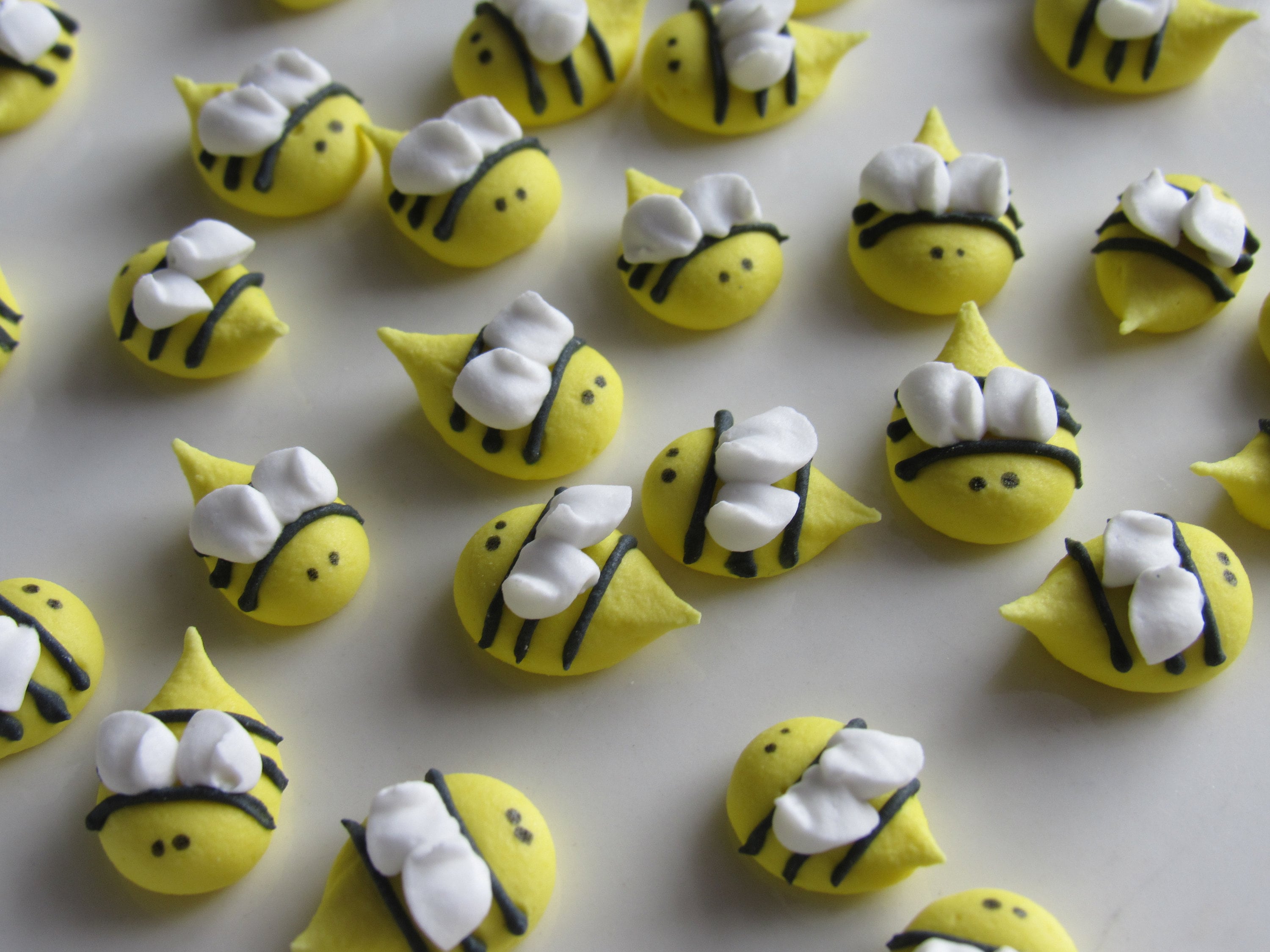 1 Dozen Royal Icing Mini Bees 1/2 Inch 12 Pieces Bumblebees Sugar