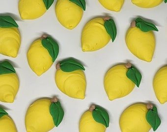 1 dozen royal icing lemons | 1 inch | Fondant lemons | Lemon toppers | Lemon cake decorations