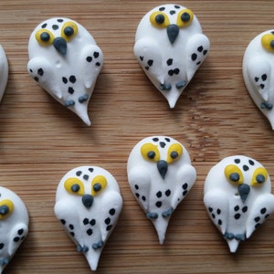 1 dozen royal icing snowy owls 1 inch Fondant owls Cake decorations cupcake toppers image 4