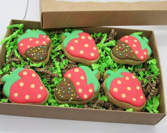 Strawberry cookie gift box | 6 cookies | Birthday gift | Thank you gift | Sugar cookies | Unique gifts