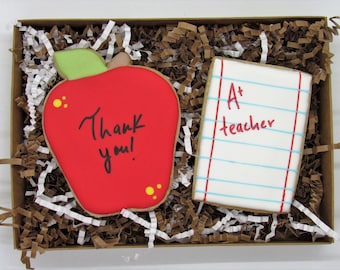 Made to order | Teacher Cookie Gift Box | 2 cookies | Decorated sugar cookies | Teacher Gift | Thank You Gift