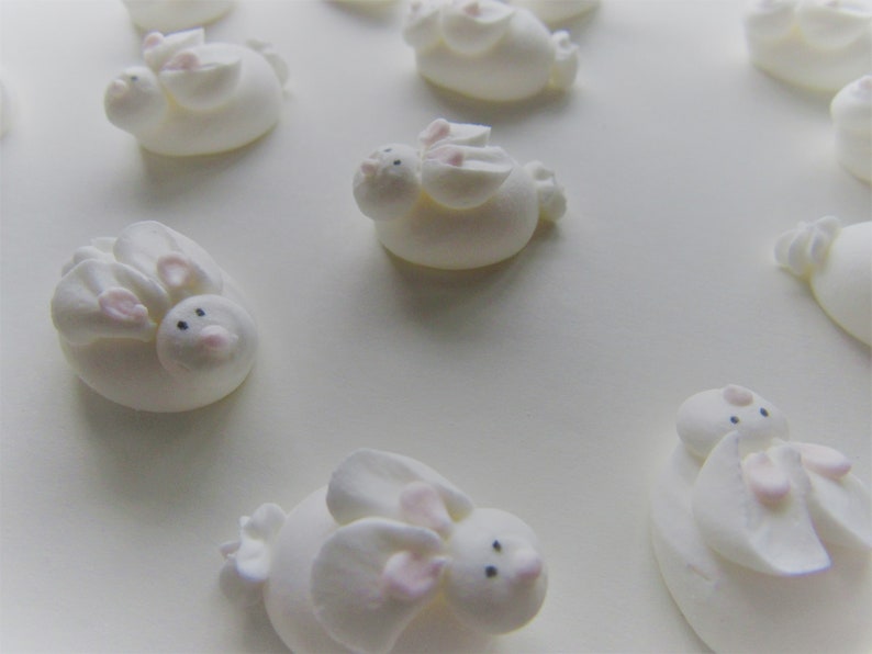1 Dozen Edible Royal Icing White Rabbits | 1 Inch | Sugar Rabbit ...