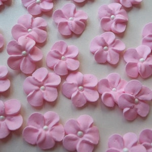2 dozen light pink royal icing flowers | Sugar flowers fondant flowers | Edible cake decorations | Cupcake toppers