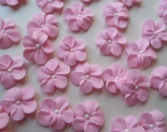 2 dozen light pink royal icing flowers | Sugar flowers fondant flowers | Edible cake decorations | Cupcake toppers