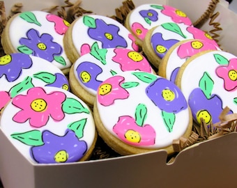 Floral Pattern Cookie Gift Box - 10 2-inch sugar cookies | Birthday gift | Cookie Favors | Mother's Day gift | Mother's Day Cookies