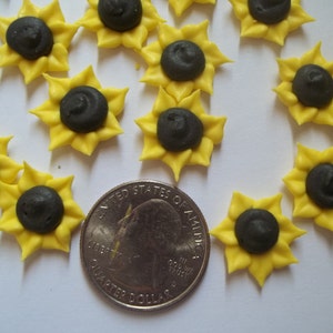 2 dozen royal icing sunflowers Sugar flowers fondant flowers Edible cake decorations Cupcake toppers image 2