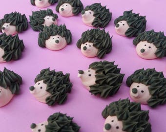 1 dozen royal icing hedgehogs | Sugar hedgehogs | Fondant hedgehogs | Edible cake decorations | Cupcake toppers