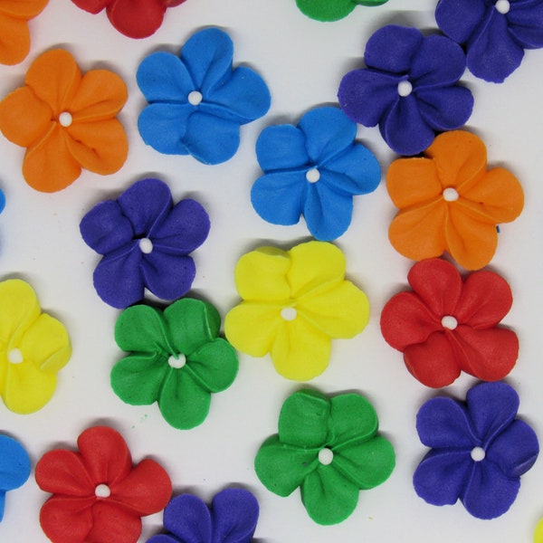 2 dozen royal icing rainbow flowers | 3/4 inch | Sugar flowers fondant flowers | Pride flowers | Edible cake decorations | Cupcake toppers