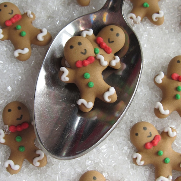 1 dozen royal icing gingerbread men  | 1 inch | Christmas x-mas cake decorations cupcake toppers | Gingerbread house