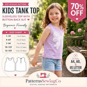 Kids Top Sewing Pattern, Summer Dress for Girls, Dress Pattern for Kids, Kids Pattern, Beginner Sewing Pattern, Pattern Toddlers,Top Pattern