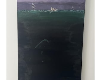 Jonah and The Whale - Hand Painted Original Oil Painting