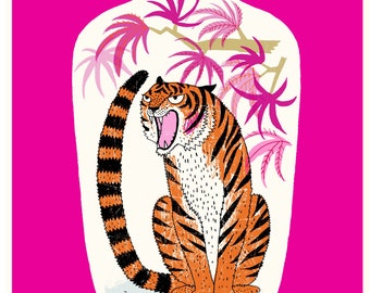 Pink tiger screen print -  Ticked Off Tiger