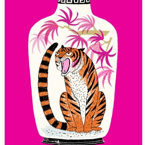 Pink tiger screen print -  Ticked Off Tiger