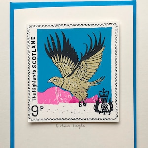 Tarjeta con sello de pájaro: sello de águila escocesa/dorada