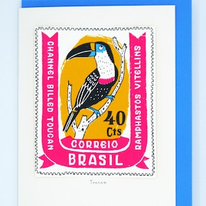 bird  stamp card  - Brazil Toucan